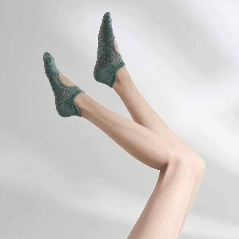 Olivenorma Non-Slip Grip Toe Separation Workout Socks with Breathable Cotton Comfort Backless Five-Toe Sports Yoga Socks - Dark Green - 10 Pairs - image 7