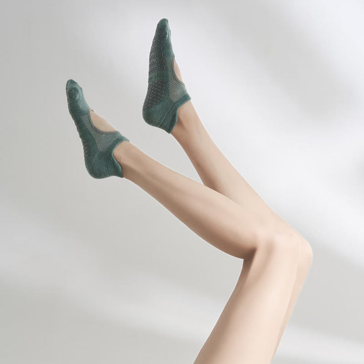 Olivenorma Non-Slip Grip Toe Separation Workout Socks with Breathable Cotton Comfort Backless Five-Toe Sports Yoga Socks - Dark Green - 10 Pairs - image 7