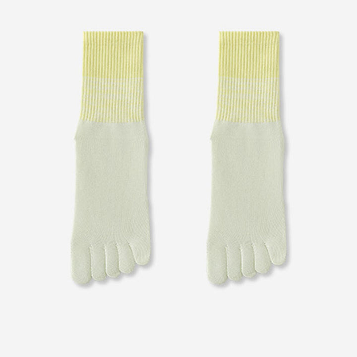 Olivenorma Breathable Toe Separation Non-Slip Pilates Barre Training Socks Gradient Five-Toe Mid-Calf Yoga Socks - Green - 10 Pairs - image 6