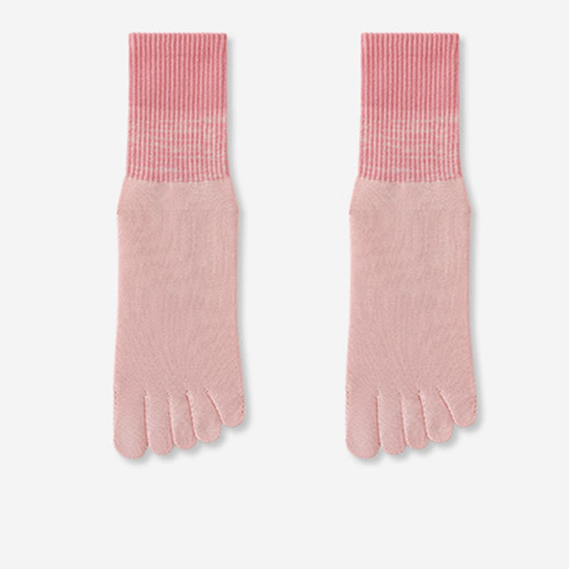 Olivenorma Breathable Toe Separation Non-Slip Pilates Barre Training Socks Gradient Five-Toe Mid-Calf Yoga Socks - Pink - 10 Pairs - image 1