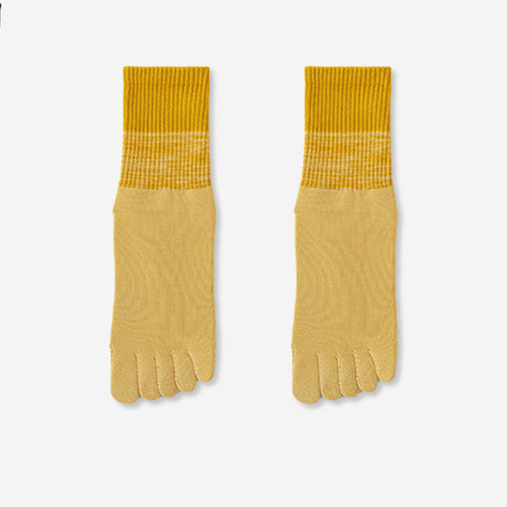Olivenorma Breathable Toe Separation Non-Slip Pilates Barre Training Socks Gradient Five-Toe Mid-Calf Yoga Socks - Yellow - 10 Pairs - image 4