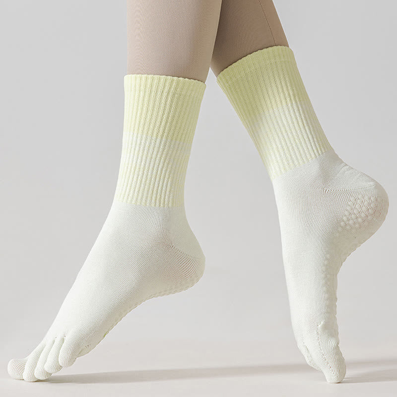 Olivenorma Breathable Toe Separation Non-Slip Pilates Barre Training Socks Gradient Five-Toe Mid-Calf Yoga Socks - image 9
