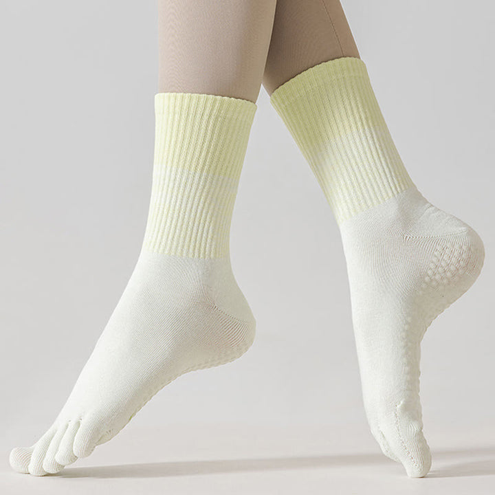 Olivenorma Breathable Toe Separation Non-Slip Pilates Barre Training Socks Gradient Five-Toe Mid-Calf Yoga Socks - image 9