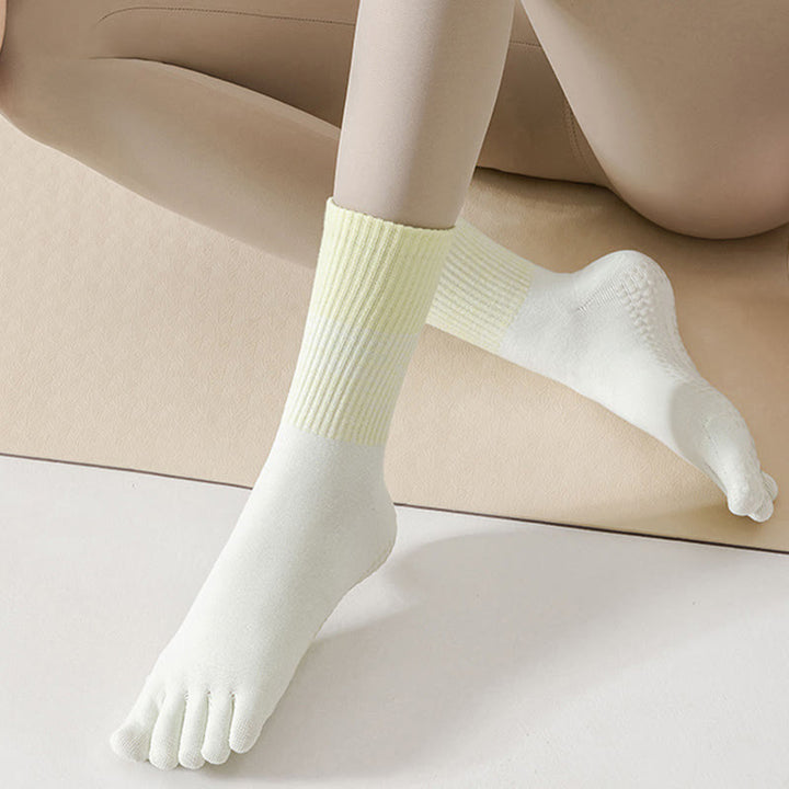 Olivenorma Breathable Toe Separation Non-Slip Pilates Barre Training Socks Gradient Five-Toe Mid-Calf Yoga Socks - image 7