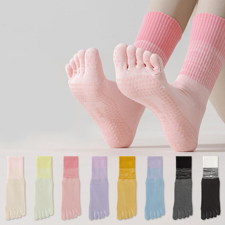 Olivenorma Breathable Toe Separation Non-Slip Pilates Barre Training Socks Gradient Five-Toe Mid-Calf Yoga Socks - image 0