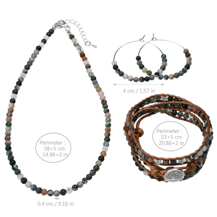 Olivenorma Natural Indian Agate Beaded 3-Piece Handwoven Jewelry Set - image 5