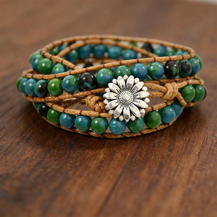 Olivenorma Multi-Style Bohemian Handwoven Wrap Bracelet - Chrysocolla - image 3