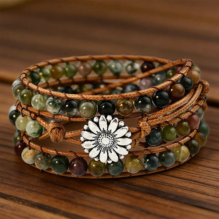 Olivenorma Multi-Style Bohemian Handwoven Wrap Bracelet - India Agate - image 13