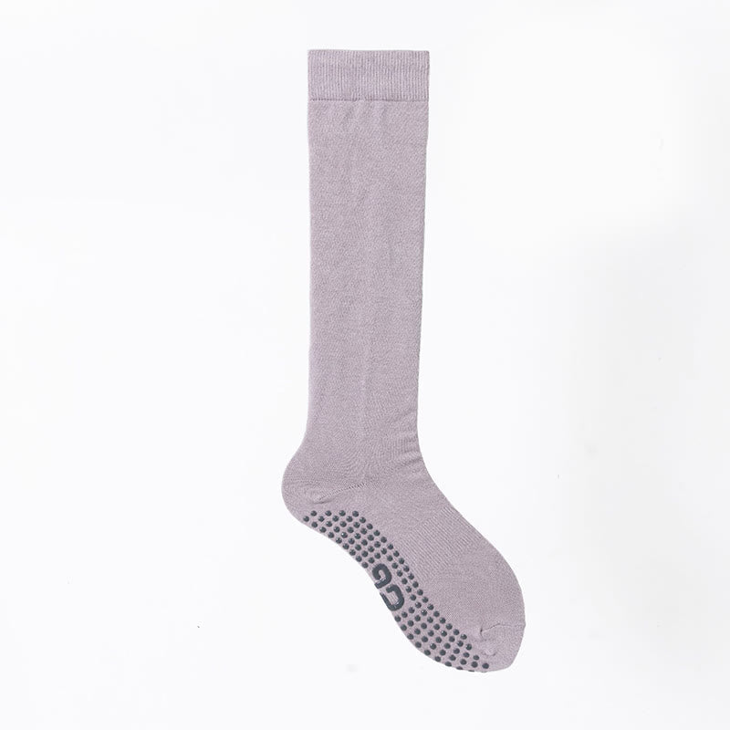 Olivenorma Solid Color Calf-Length Non-Slip Grip Pilates Barre Fitness Socks with Breathable Cotton Comfort Support Yoga Socks - Lotus Gray Purple - 10 Pairs - image 18