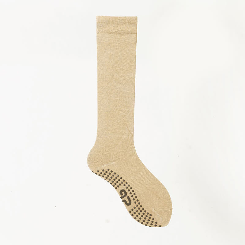 Olivenorma Solid Color Calf-Length Non-Slip Grip Pilates Barre Fitness Socks with Breathable Cotton Comfort Support Yoga Socks - Nude - 10 Pairs - image 28