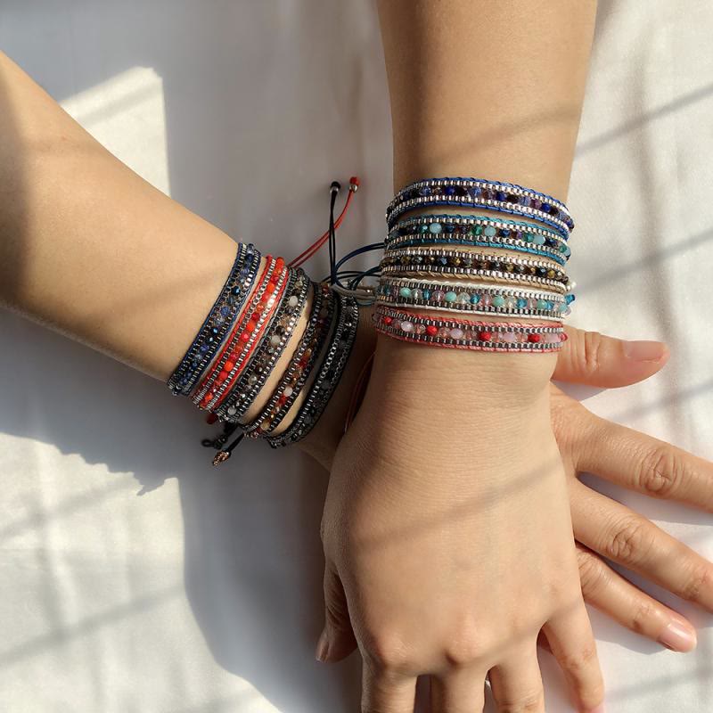 Olivenorma Colorful Crystal Beaded Multi-Layer Woven Wrap Bracelet - image 13