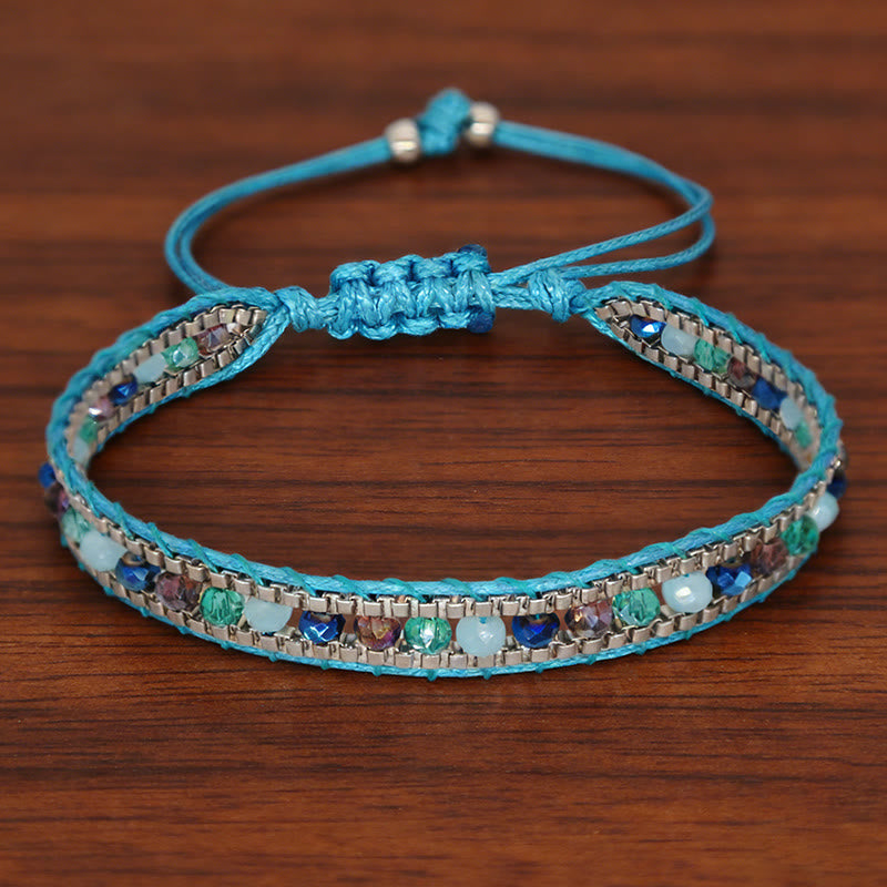 Olivenorma Colorful Crystal Beaded Multi-Layer Woven Wrap Bracelet - Style-1 - image 1