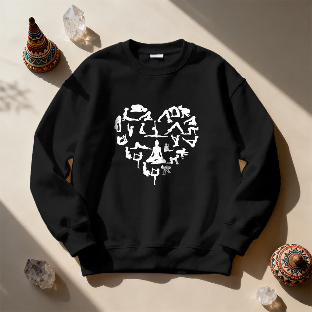Olivenorma Heart Namaste Yoga Meditation Mental Wellness Crewneck Sweatshirt - Black - 2XL - image 7