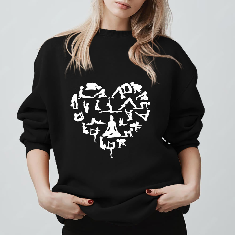 Olivenorma Heart Namaste Yoga Meditation Mental Wellness Crewneck Sweatshirt - Black - 2XL - image 5