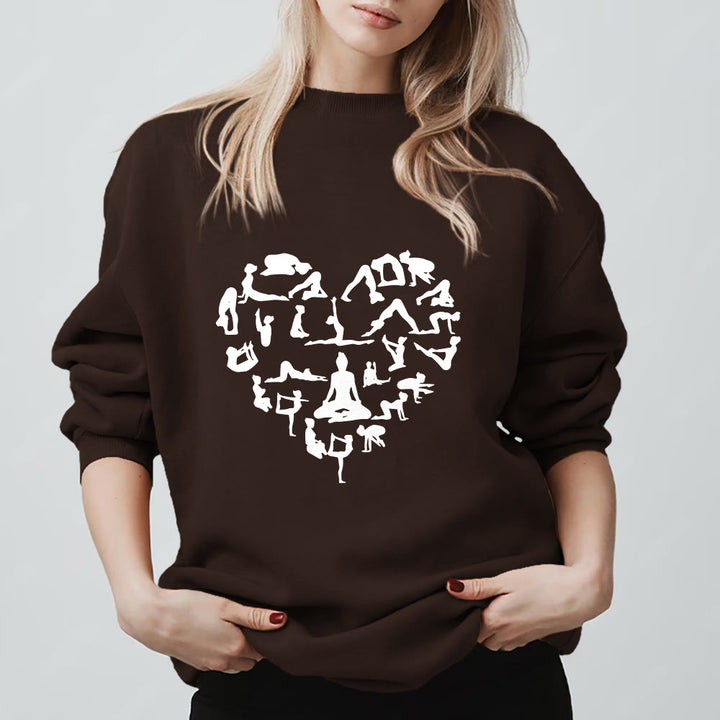 Olivenorma Heart Namaste Yoga Meditation Mental Wellness Crewneck Sweatshirt - Brown - 2XL - image 3