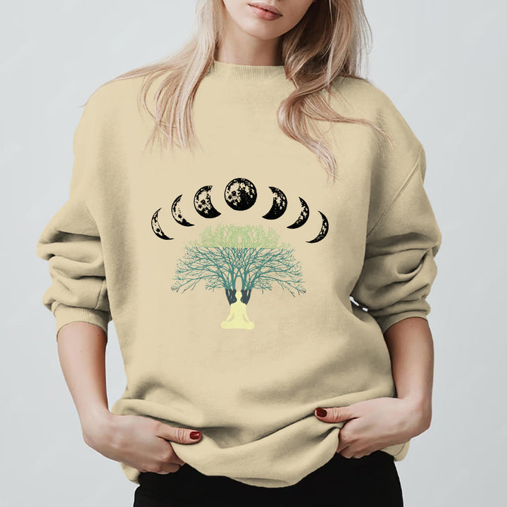 Olivenorma Tree Of Life Heart Namaste Yoga Meditation Mental Wellness Spiritual Sweatshirt - LightYellow - 2XL - image 5