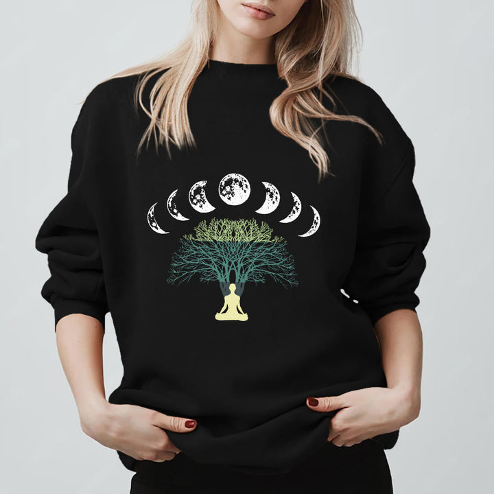 Olivenorma Tree Of Life Heart Namaste Yoga Meditation Mental Wellness Spiritual Sweatshirt - Black - 2XL - image 7