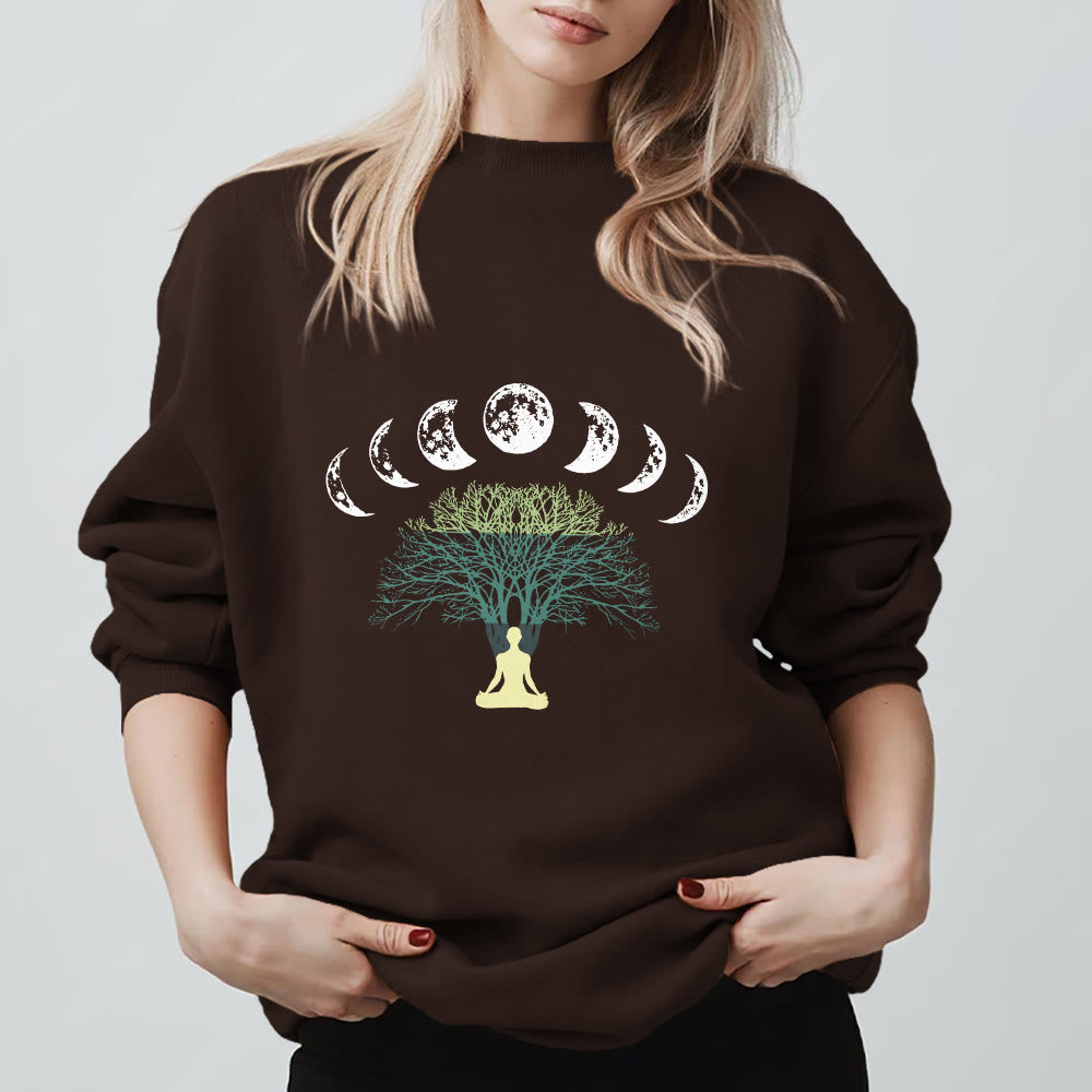 Olivenorma Tree Of Life Heart Namaste Yoga Meditation Mental Wellness Spiritual Sweatshirt - Brown - 2XL - image 3