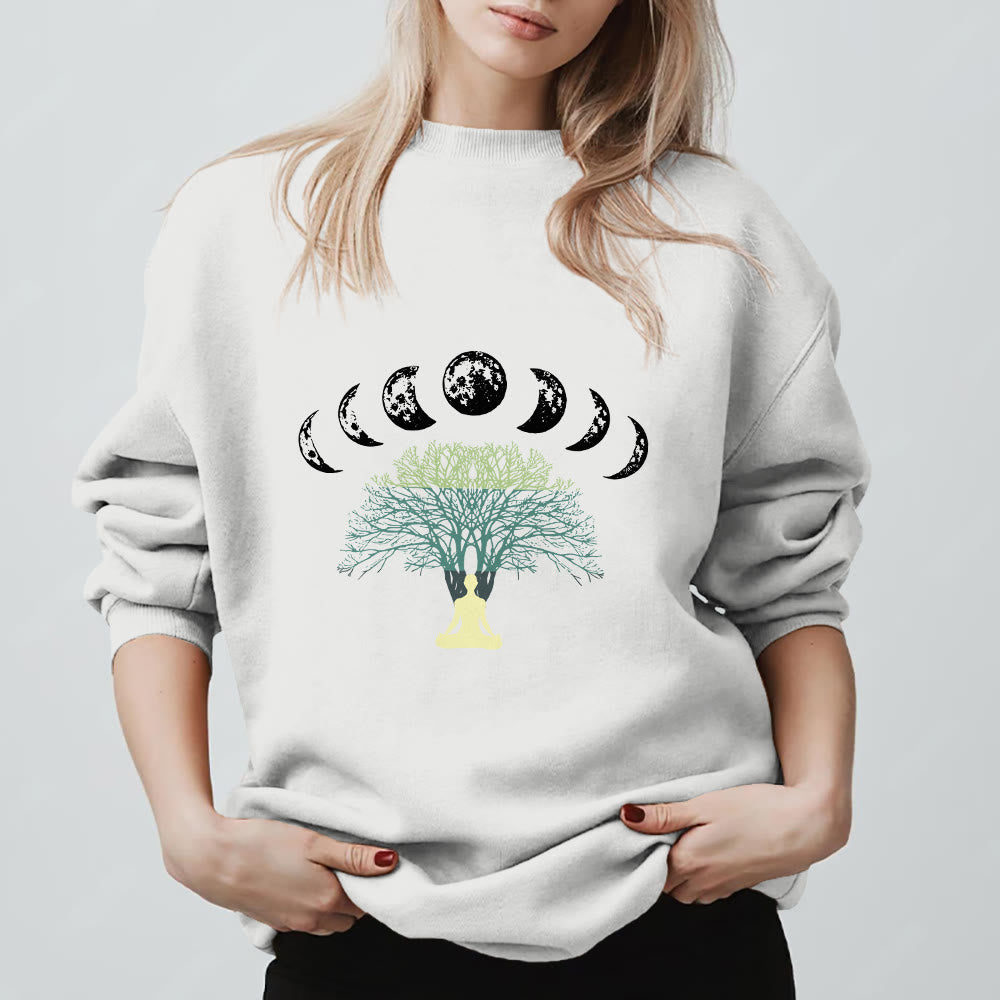 Olivenorma Tree Of Life Heart Namaste Yoga Meditation Mental Wellness Spiritual Sweatshirt - White - 2XL - image 11