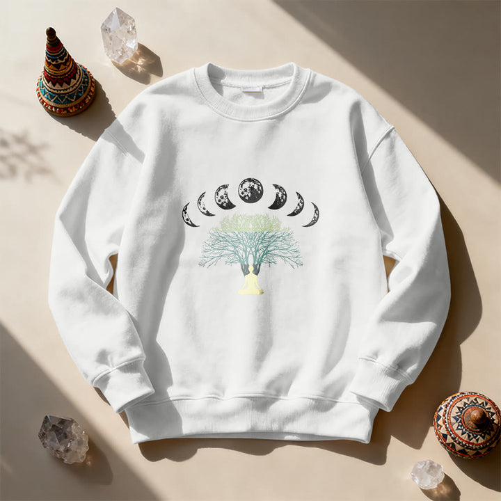 Olivenorma Tree Of Life Heart Namaste Yoga Meditation Mental Wellness Spiritual Sweatshirt - White - 2XL - image 11