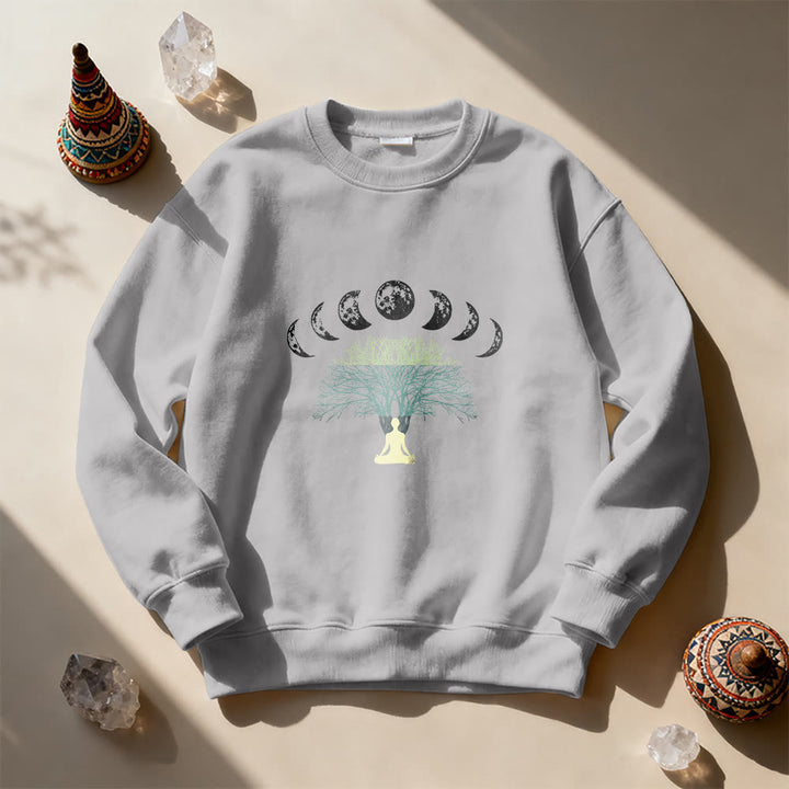 Olivenorma Tree Of Life Heart Namaste Yoga Meditation Mental Wellness Spiritual Sweatshirt - Grey - 2XL - image 9