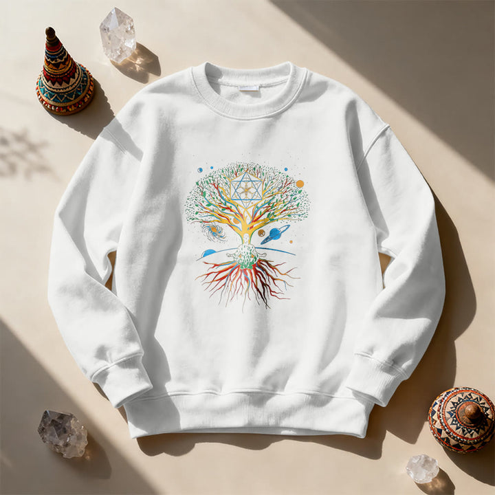 Olivenorma Tree Meditation Universe Spiritual Mindfulness Sweatshirt - White - 2XL - image 11