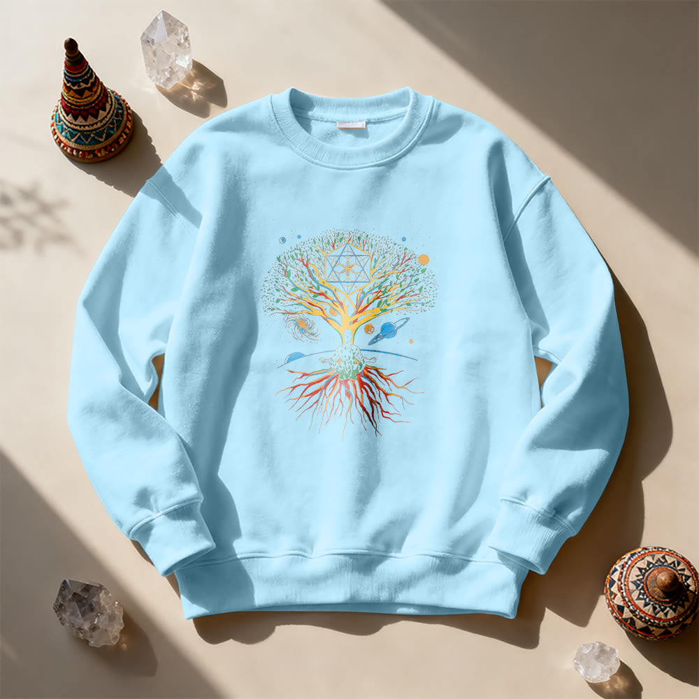 Olivenorma Tree Meditation Universe Spiritual Mindfulness Sweatshirt - Blue - 2XL - image 15
