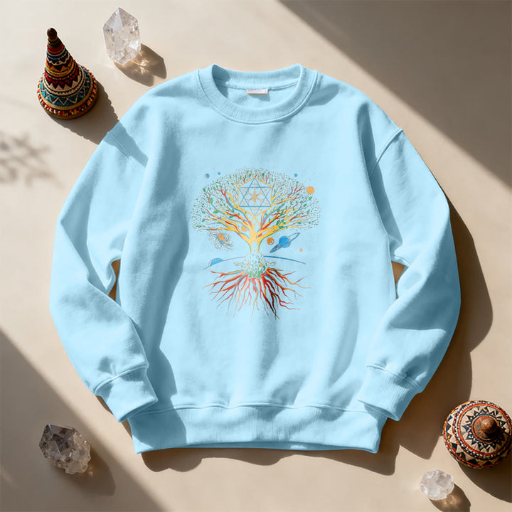 Olivenorma Tree Meditation Universe Spiritual Mindfulness Sweatshirt - Blue - 2XL - image 15