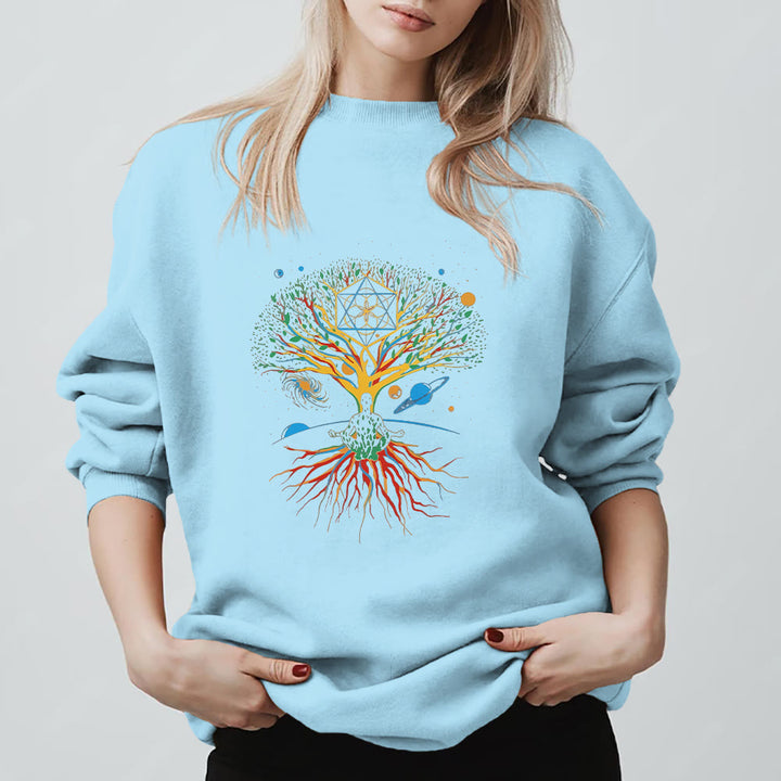 Olivenorma Tree Meditation Universe Spiritual Mindfulness Sweatshirt - Blue - 2XL - image 15