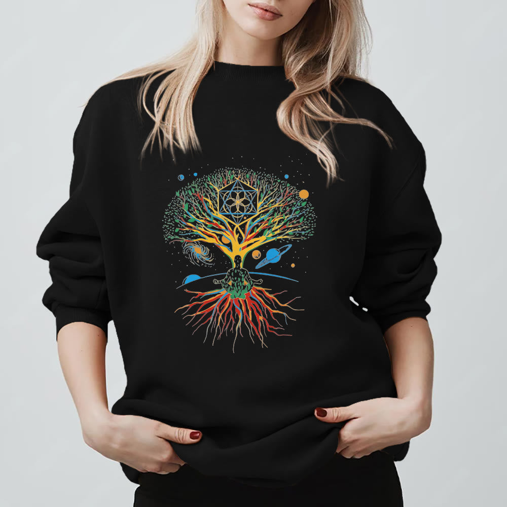 Olivenorma Tree Meditation Universe Spiritual Mindfulness Sweatshirt - Black - 2XL - image 0