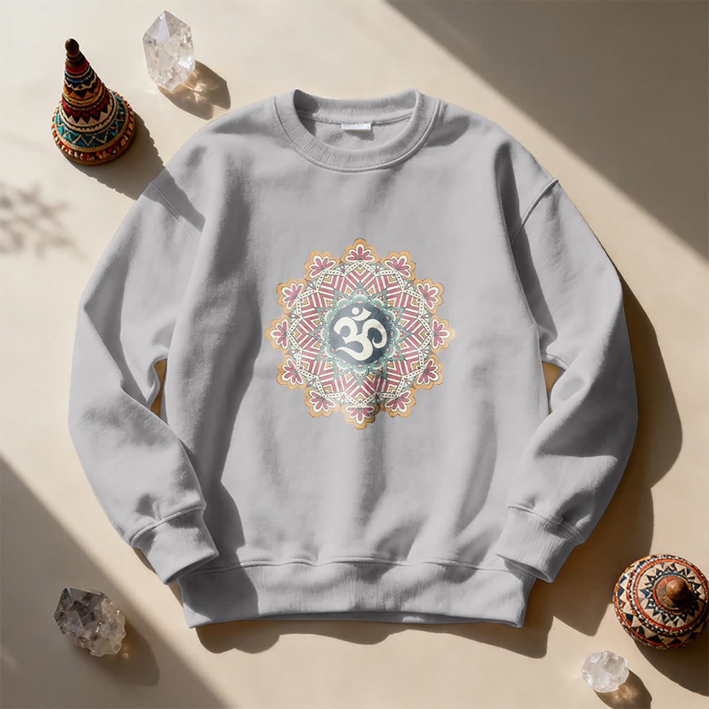 Olivenorma Om Mandala Sacred Geometry Yoga Meditation Mindfulness Sweatshirt - Grey - 2XL - image 11