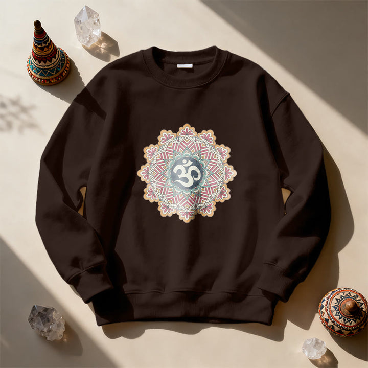 Olivenorma Om Mandala Sacred Geometry Yoga Meditation Mindfulness Sweatshirt - Brown - 2XL - image 7