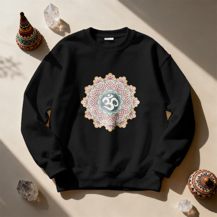 Olivenorma Om Mandala Sacred Geometry Yoga Meditation Mindfulness Sweatshirt - Black - 2XL - image 9