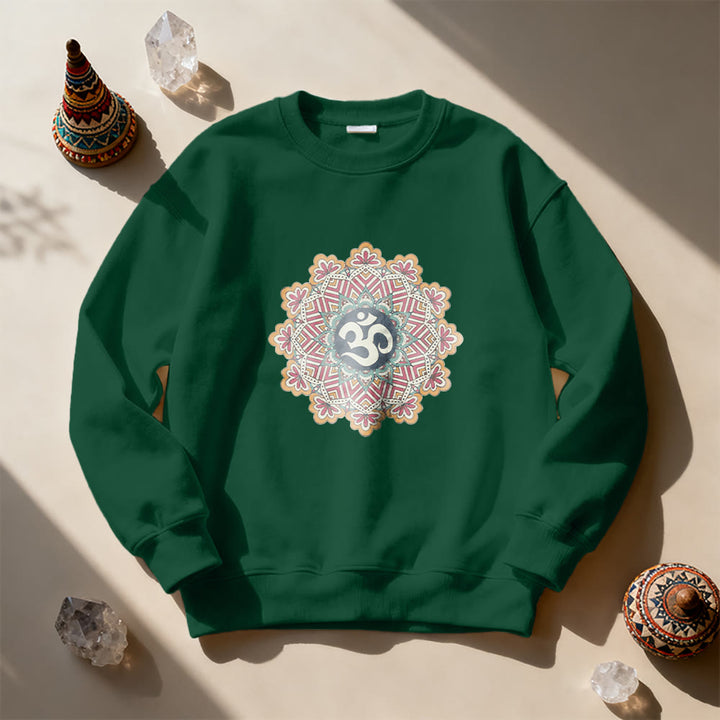 Olivenorma Om Mandala Sacred Geometry Yoga Meditation Mindfulness Sweatshirt - Green - 2XL - image 13