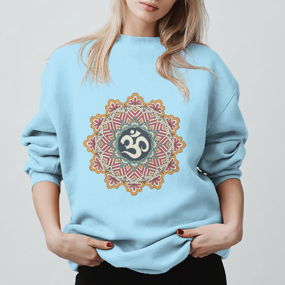 Olivenorma Om Mandala Sacred Geometry Yoga Meditation Mindfulness Sweatshirt - Blue - 2XL - image 15