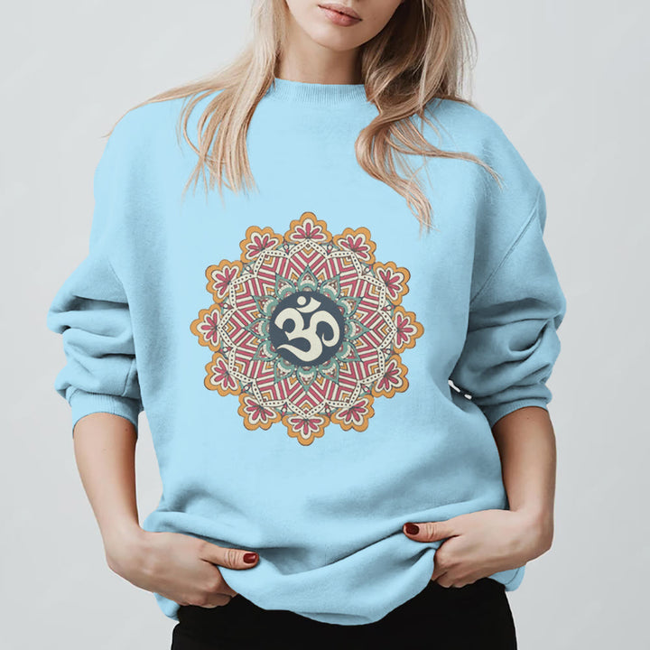 Olivenorma Om Mandala Sacred Geometry Yoga Meditation Mindfulness Sweatshirt - Blue - 2XL - image 15