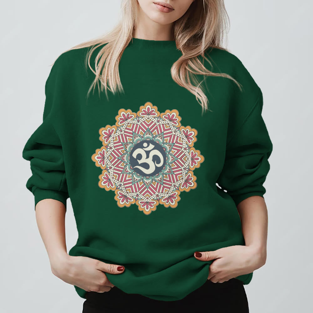 Olivenorma Om Mandala Sacred Geometry Yoga Meditation Mindfulness Sweatshirt - Green - 2XL - image 13