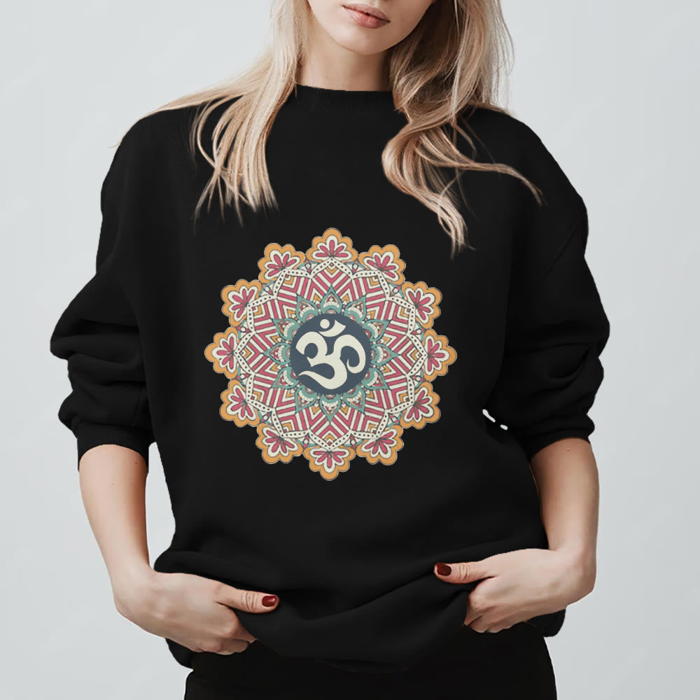 Olivenorma Om Mandala Sacred Geometry Yoga Meditation Mindfulness Sweatshirt - Black - 2XL - image 9