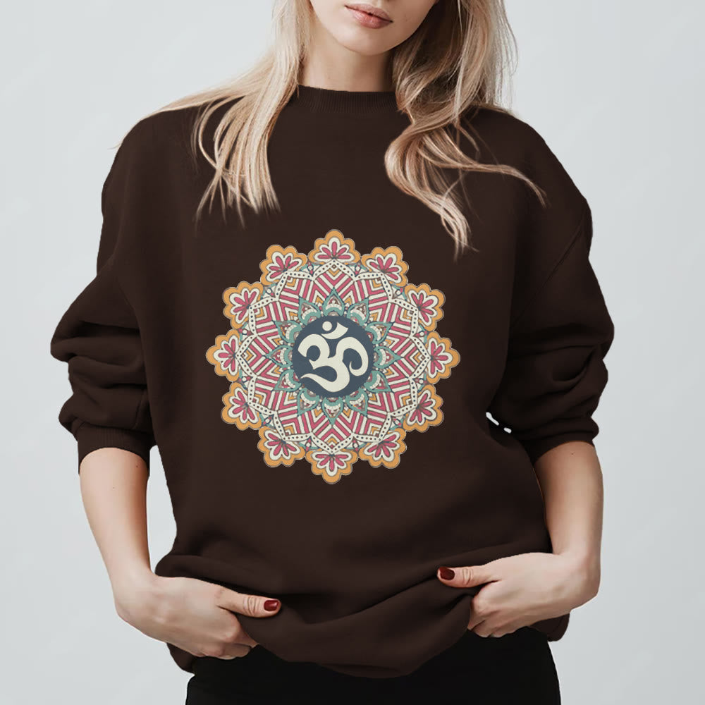 Olivenorma Om Mandala Sacred Geometry Yoga Meditation Mindfulness Sweatshirt - Brown - 2XL - image 7