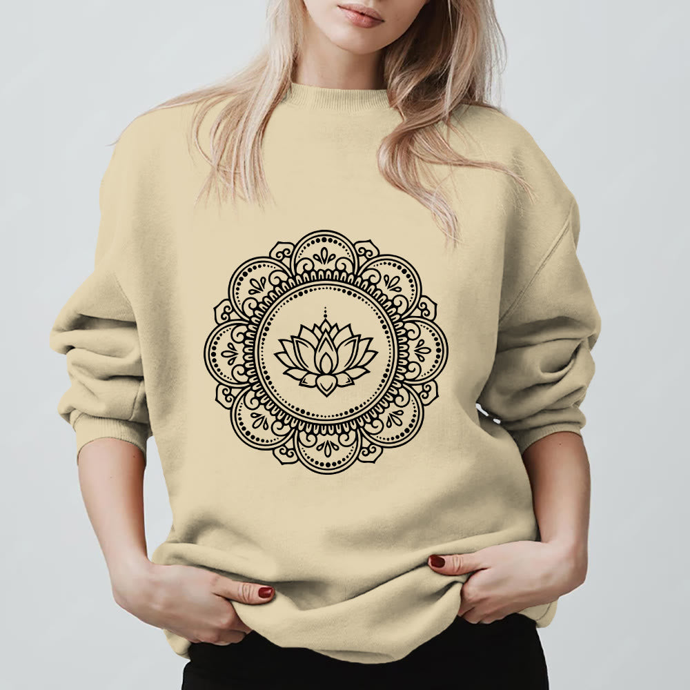 Olivenorma Mandala Boho Spiritual Yoga Meditation Geometric Sweatshirt - LightYellow - 2XL - image 0