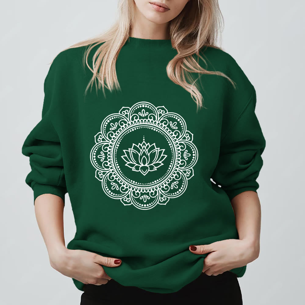 Olivenorma Mandala Boho Spiritual Yoga Meditation Geometric Sweatshirt - Green - 2XL - image 13