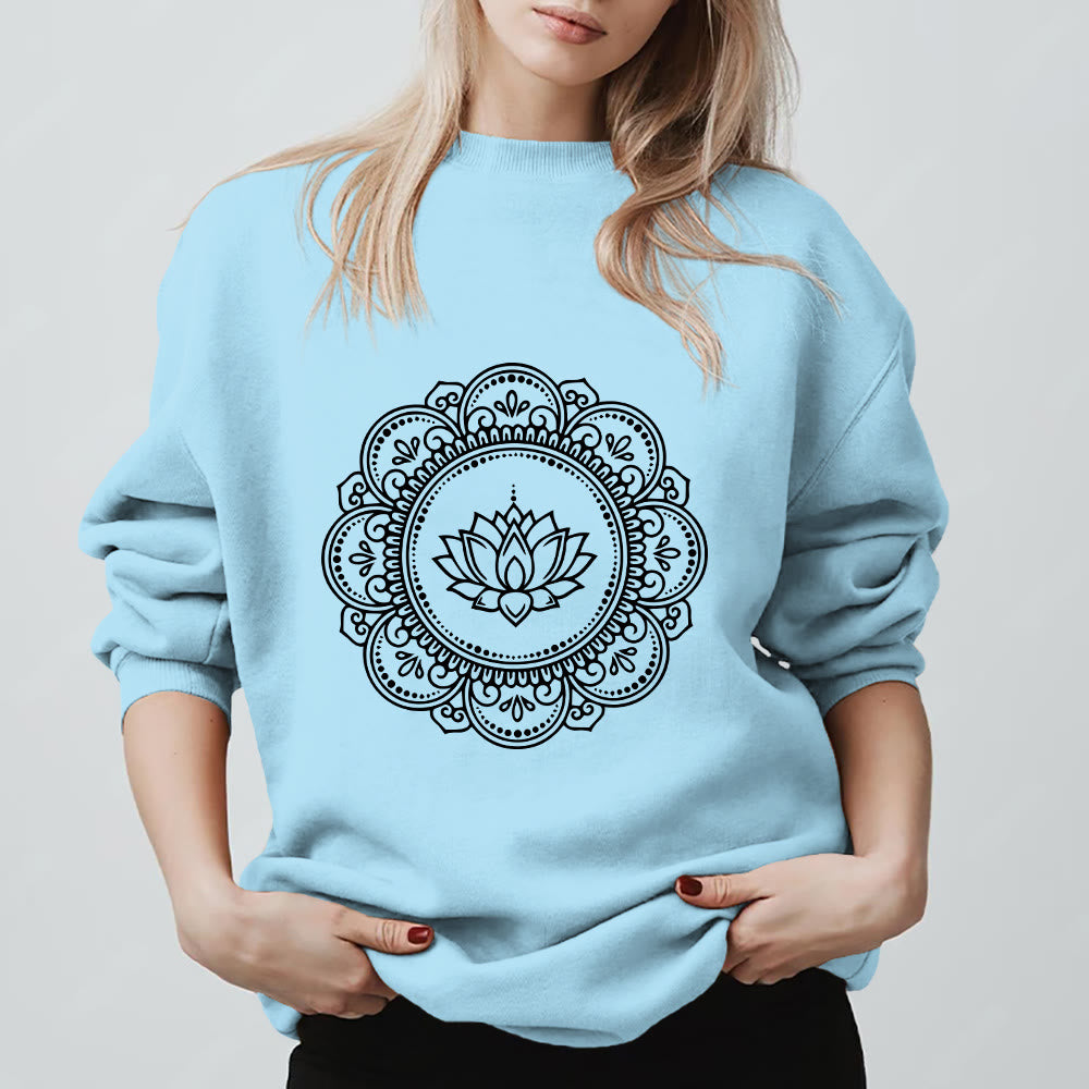 Olivenorma Mandala Boho Spiritual Yoga Meditation Geometric Sweatshirt - Blue - 2XL - image 15
