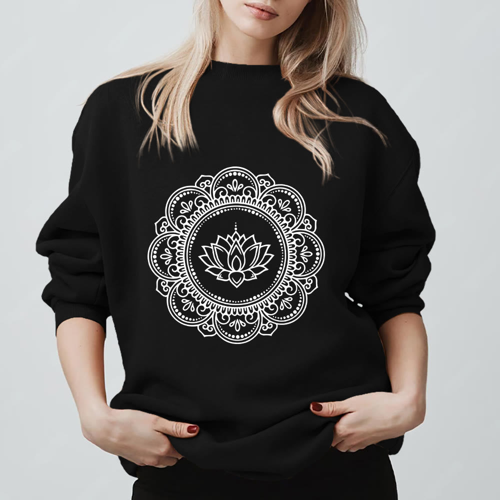 Olivenorma Mandala Boho Spiritual Yoga Meditation Geometric Sweatshirt - Black - 2XL - image 5