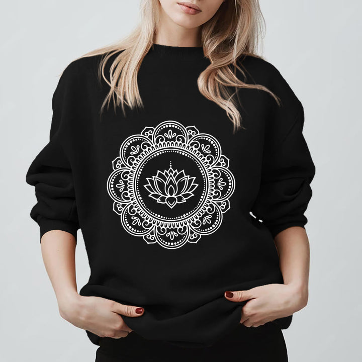 Olivenorma Mandala Boho Spiritual Yoga Meditation Geometric Sweatshirt - Black - 2XL - image 5