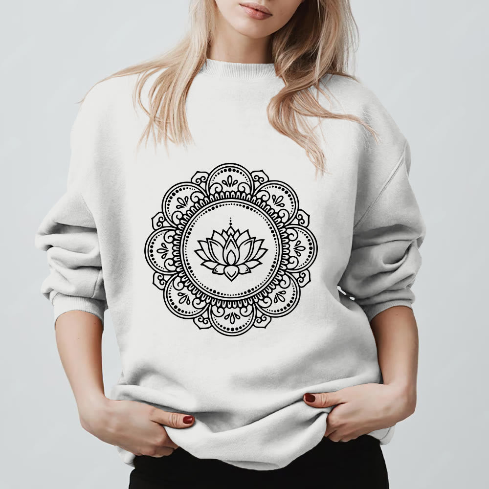 Olivenorma Mandala Boho Spiritual Yoga Meditation Geometric Sweatshirt - White - 2XL - image 9