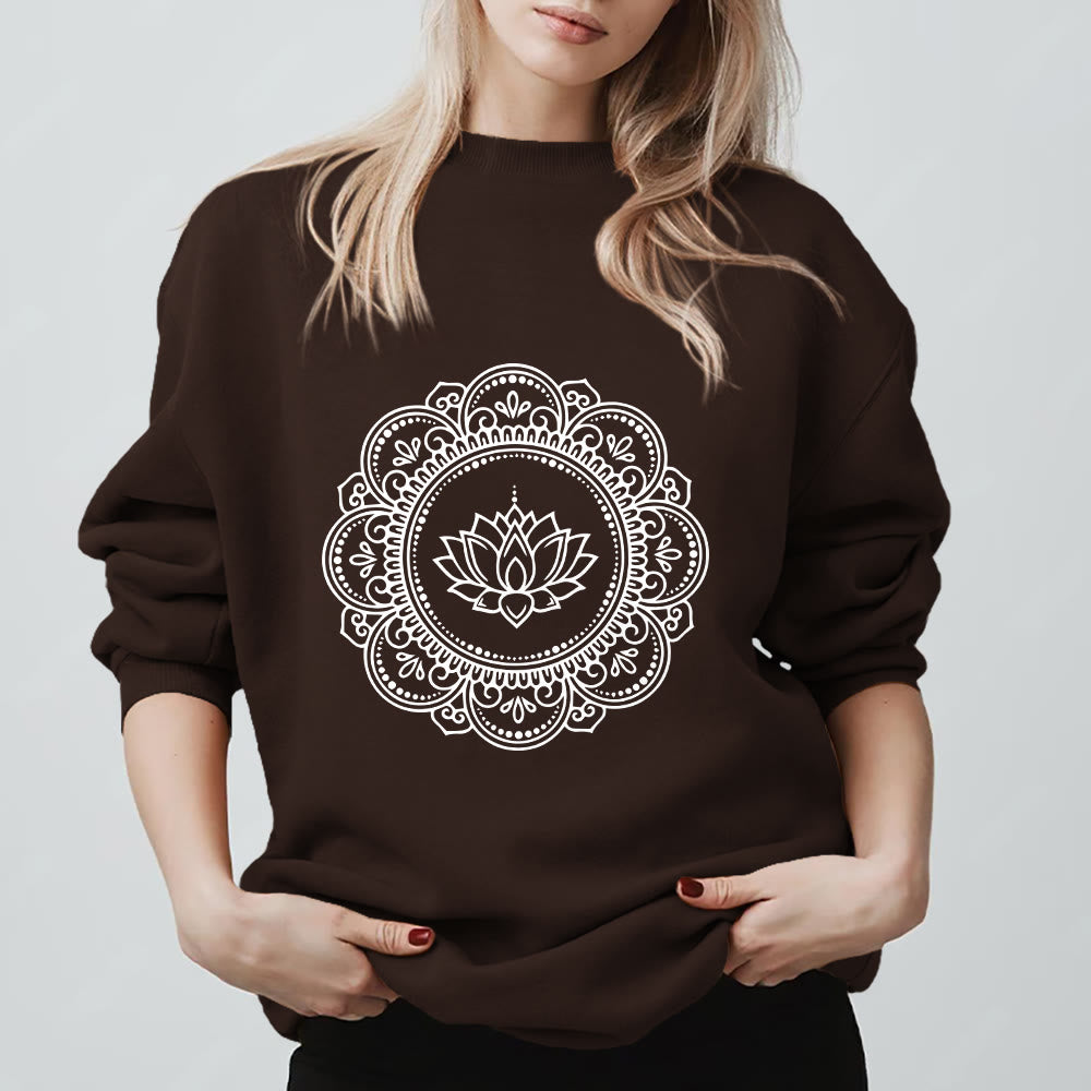 Olivenorma Mandala Boho Spiritual Yoga Meditation Geometric Sweatshirt - Brown - 2XL - image 3
