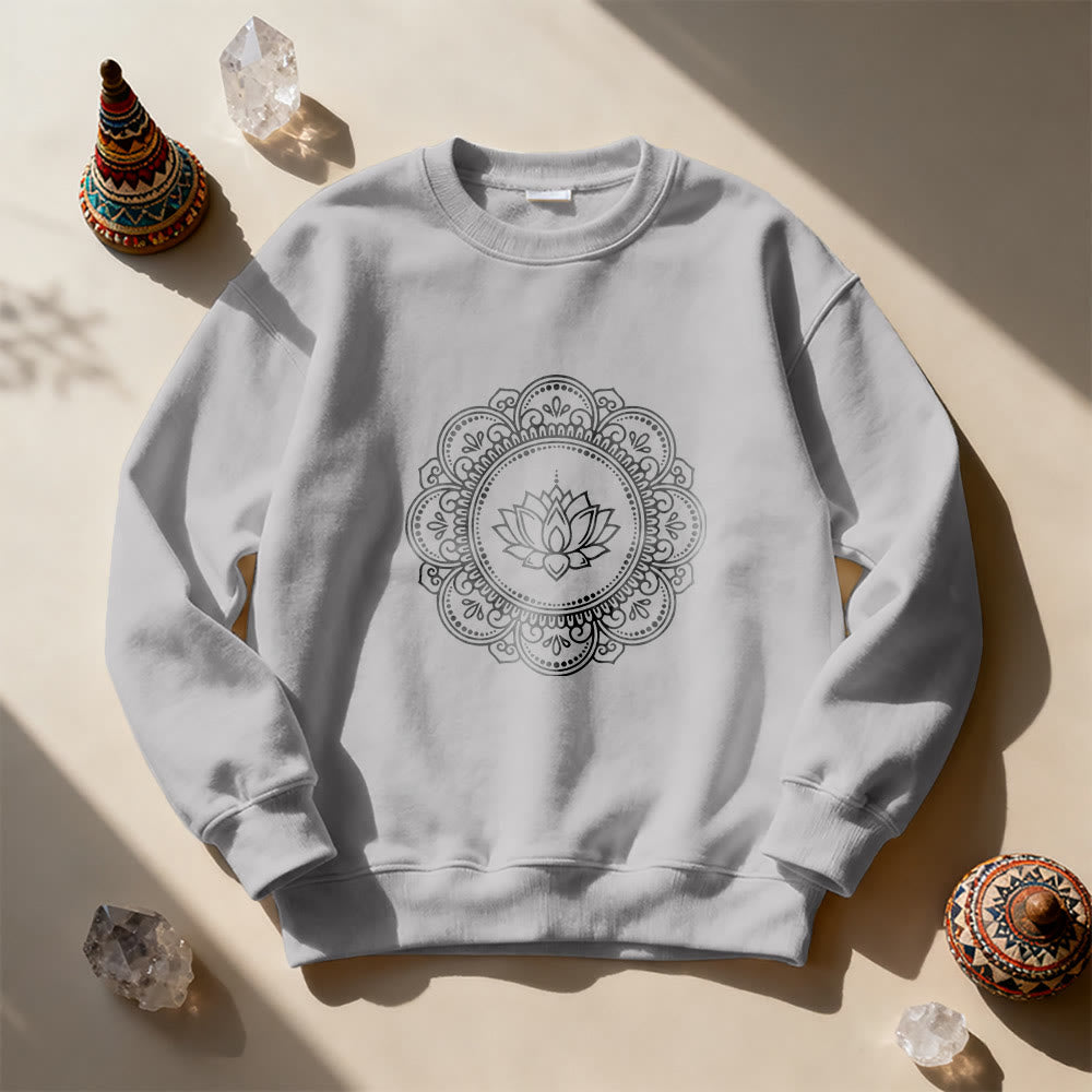Olivenorma Mandala Boho Spiritual Yoga Meditation Geometric Sweatshirt - Grey - 2XL - image 9