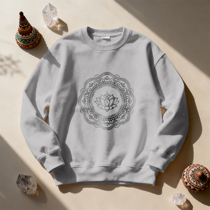 Olivenorma Mandala Boho Spiritual Yoga Meditation Geometric Sweatshirt - Grey - 2XL - image 9