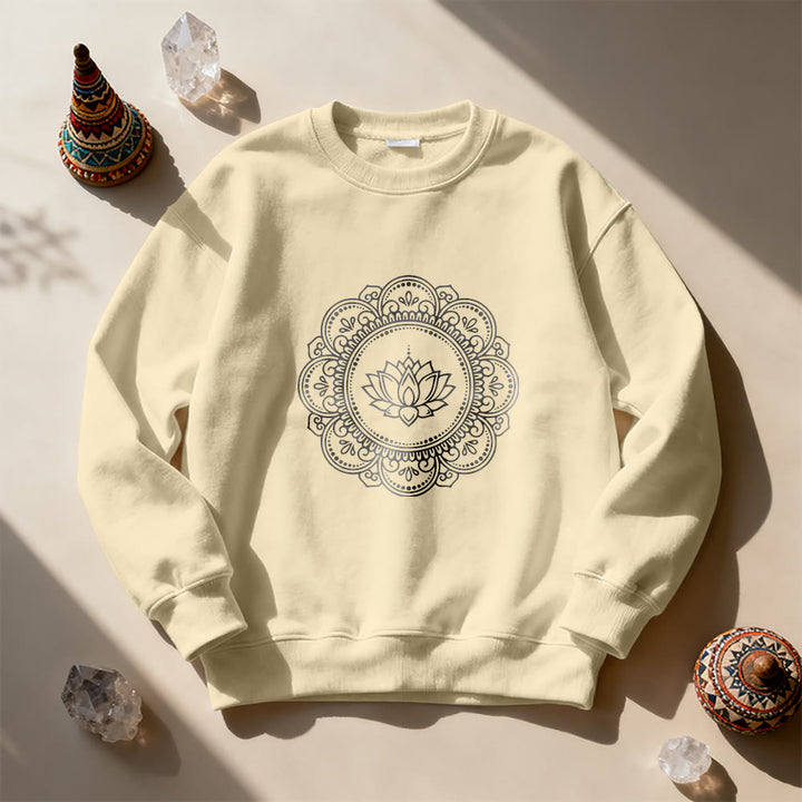 Olivenorma Mandala Boho Spiritual Yoga Meditation Geometric Sweatshirt - LightYellow - 2XL - image 3