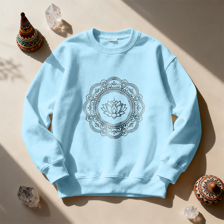 Olivenorma Mandala Boho Spiritual Yoga Meditation Geometric Sweatshirt - Blue - 2XL - image 15